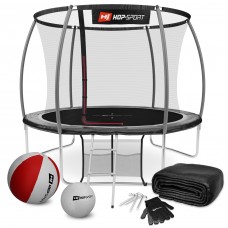 Батут Hop-Sport Premium Black/Grey 305 см c внутренней сеткой и лестницей