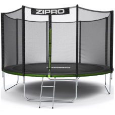 Батут Zipro Jump Pro 374 см з зовнішньою сіткою і драбинкою